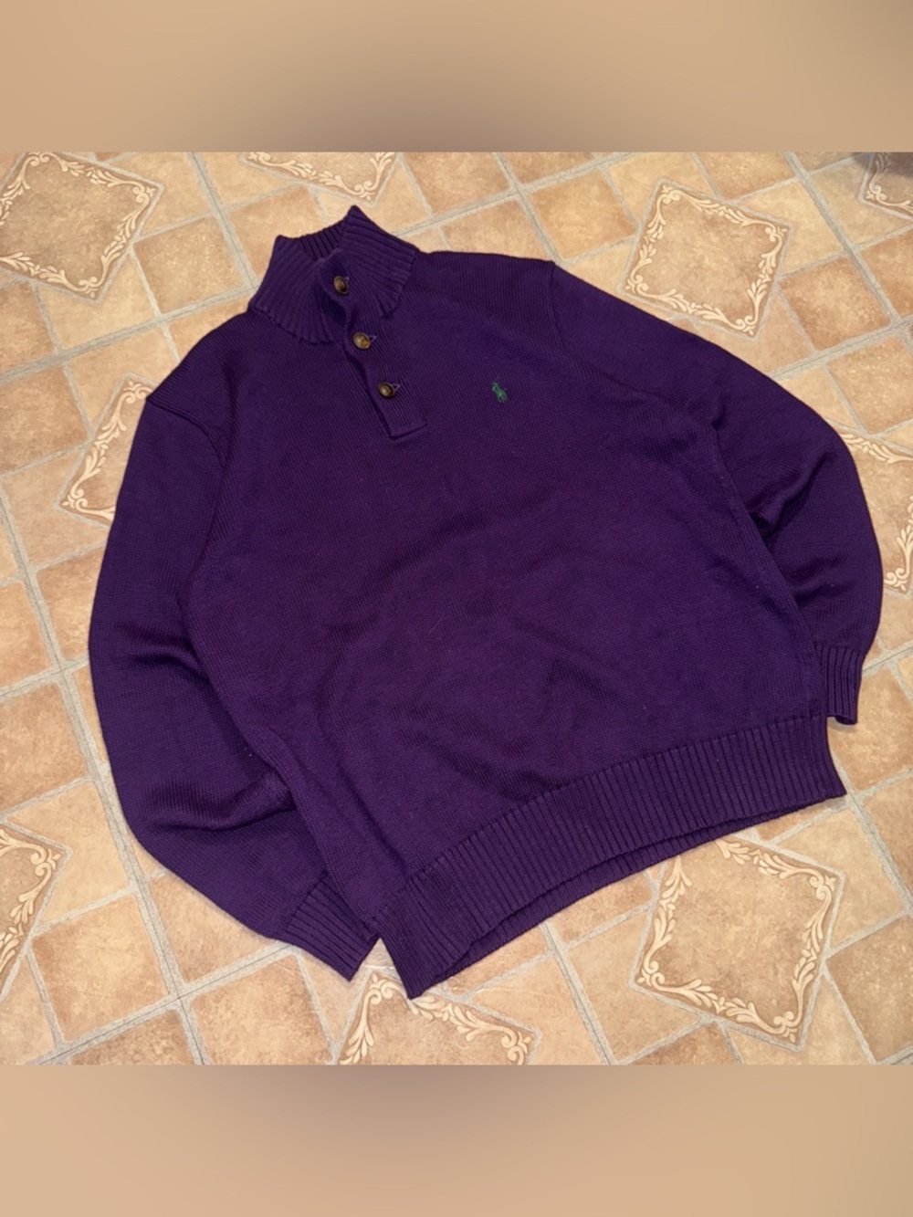 Polo Ralph Lauren Purple Mock Neck Sweater - Size Large